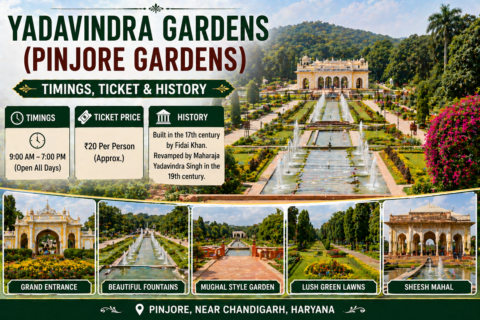 Yadavindra Gardens (Pinjore Gardens): Timings, Ticket & History